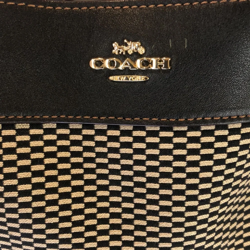 COACH Legacy Black Phoebe Jacquard Leather Shoulder Bag with Crossbody Strap